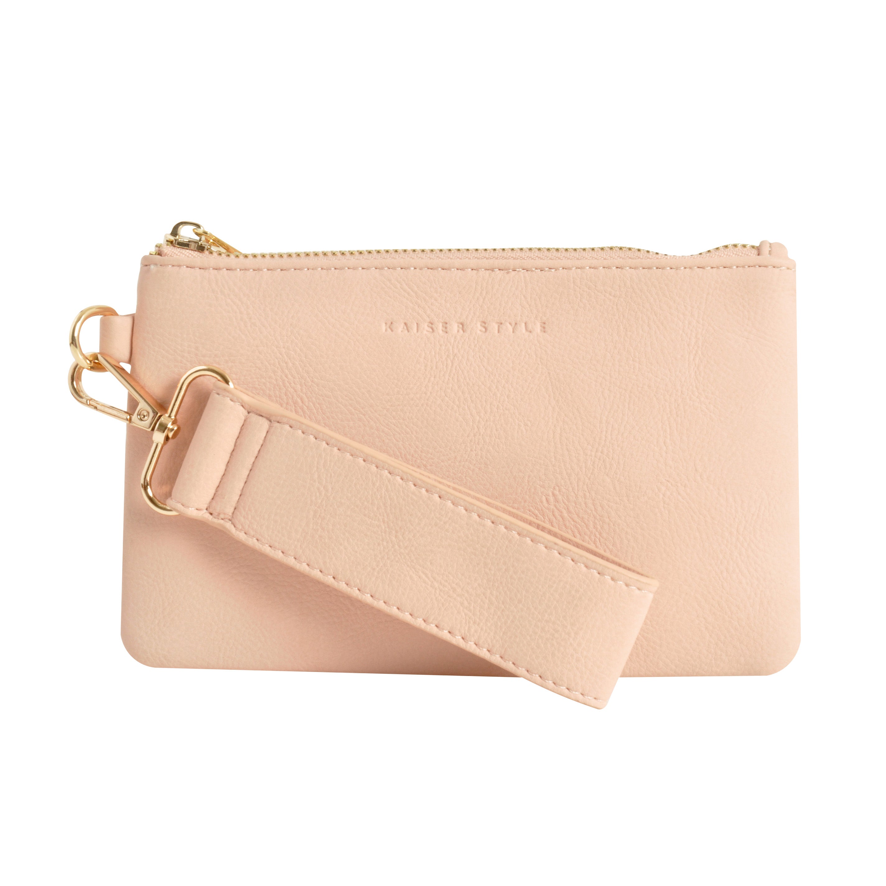 Faux Leather Clutch with Strap - Pink